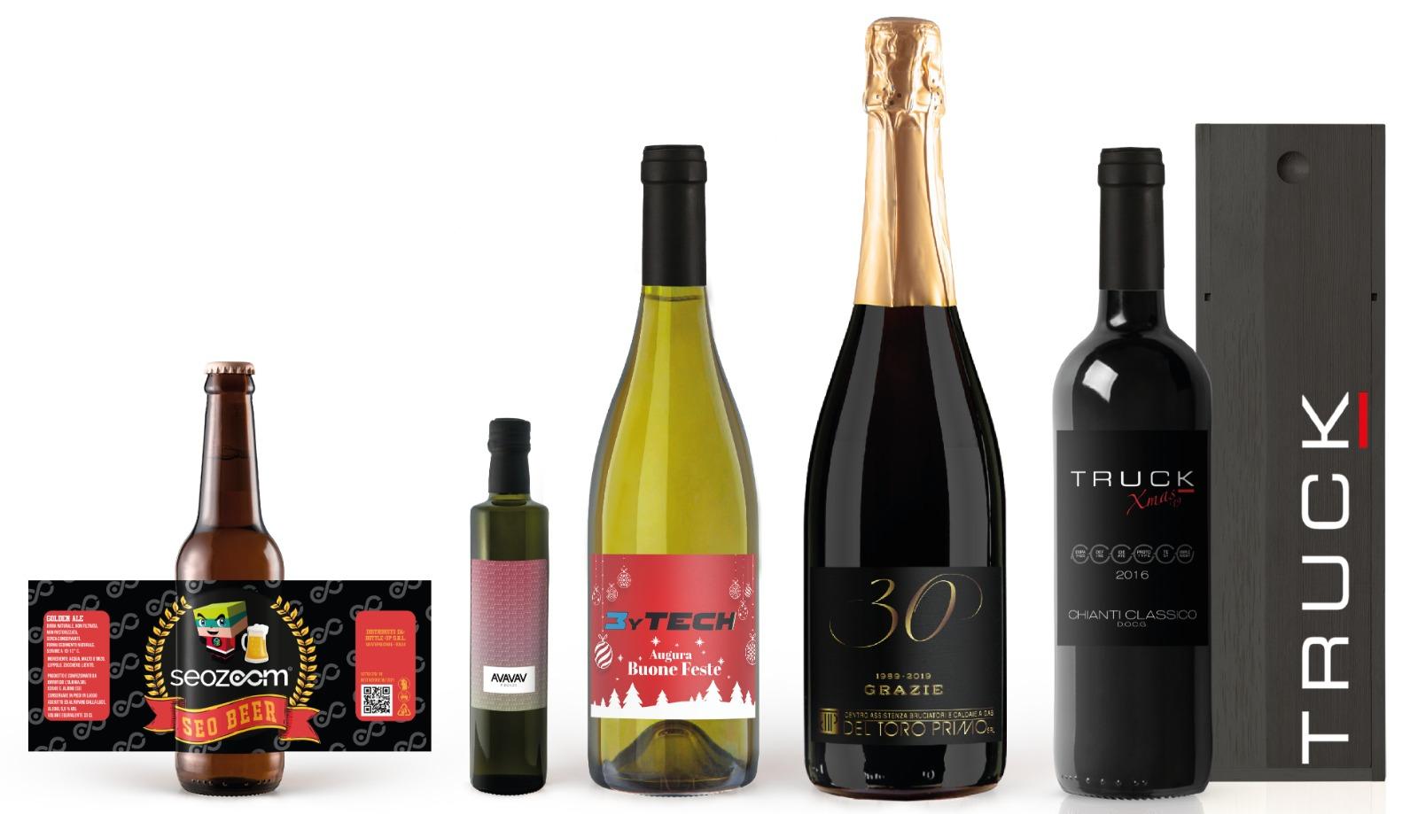 bottiglie di vino, birra e olio personalizzate per gadget e regali aziendali di lusso bottiglie personalizzate aziende vino birra olio