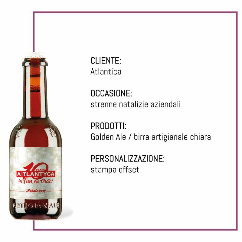 Bottle-UP per Atlantica: birra con etichetta personalizzata come strenna natalizia aziendale atlantica birra etichetta personalizzata strenna natalizia aziendale