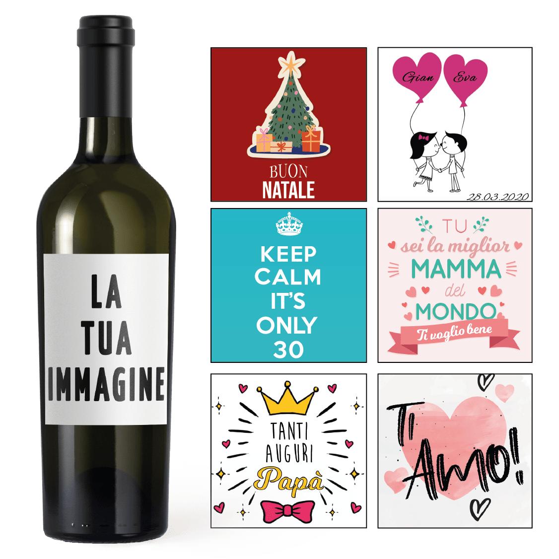 bottiglia con etichette personalizzate per Natale, compleanno, san Valentino, festa della Mamma, festa del Papà bottiglia etichette personalizzate Natale Compleanno San Valentino Mamma Papà