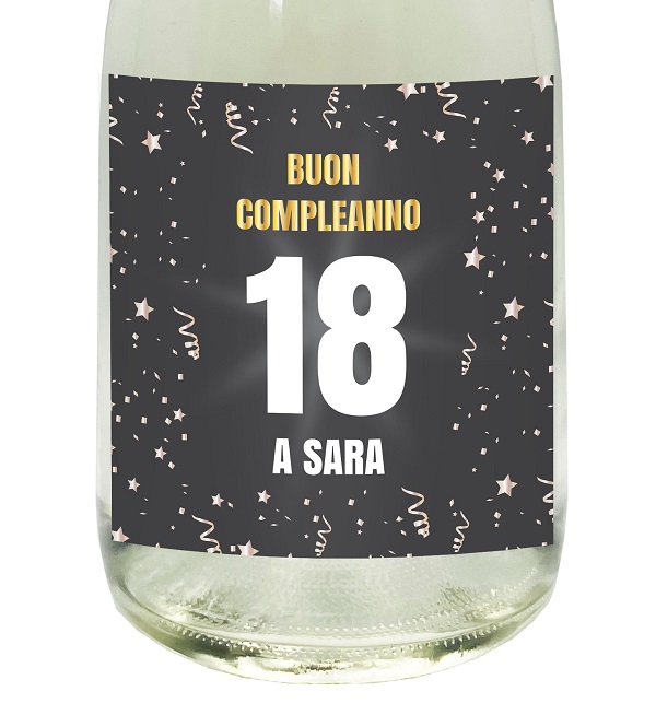 SPUMANTE ANALCOLICO PERSONALIZZATO - Idea regalo per compleanno - etichetta personalizzata con dedica