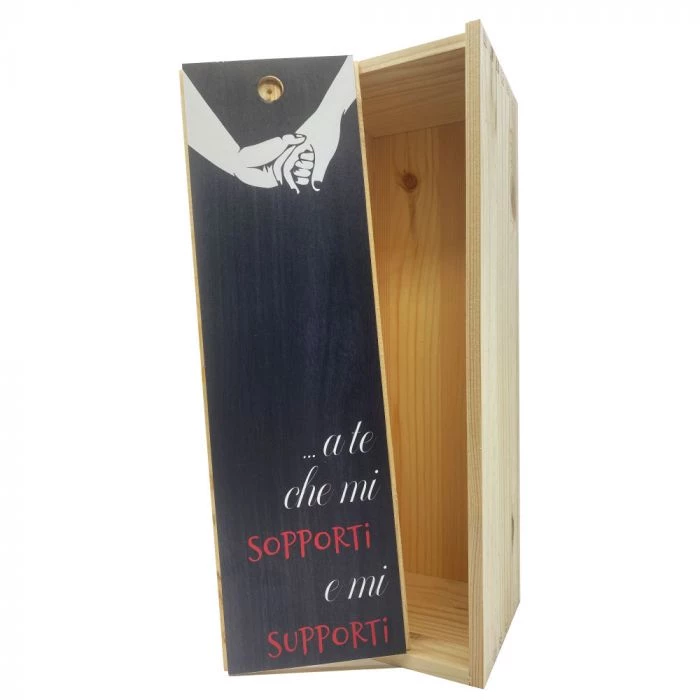 Wodden box for 1 bottle 0.75 L - Sticker A te