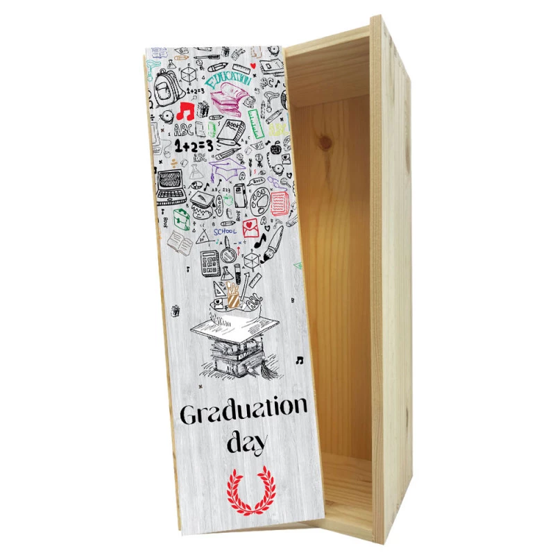 Wooden box 1 bottle 0,75 L - Graduation Day