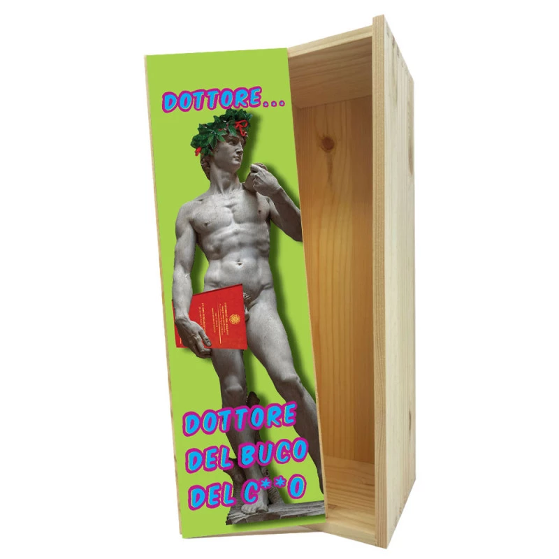 Wooden box 1 bottle 0,75 L - graduation gift idea