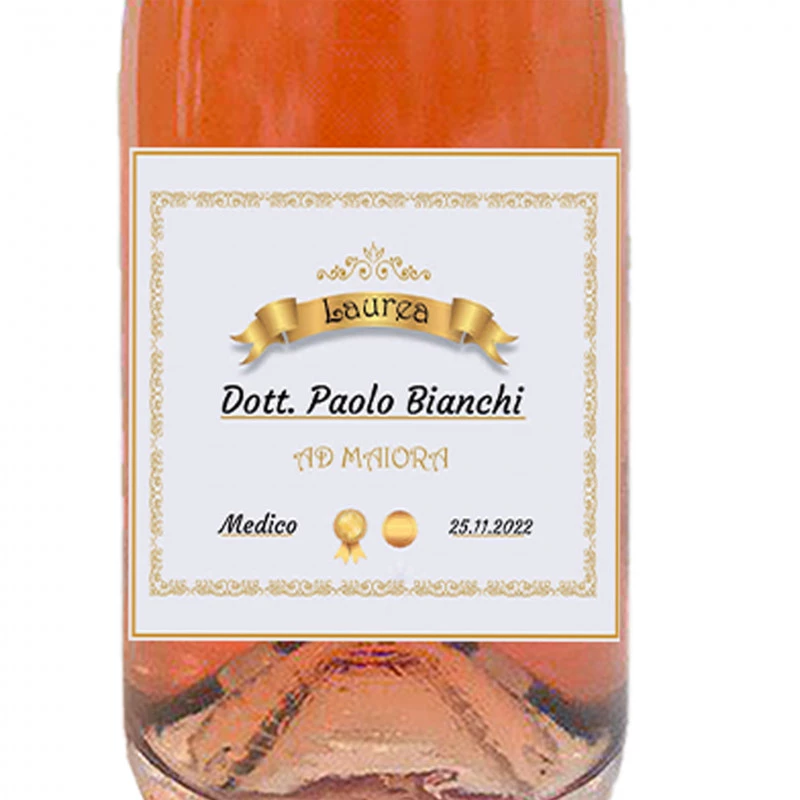 Bomboniera mini spumante Pinot rosè etichetta personalizzata