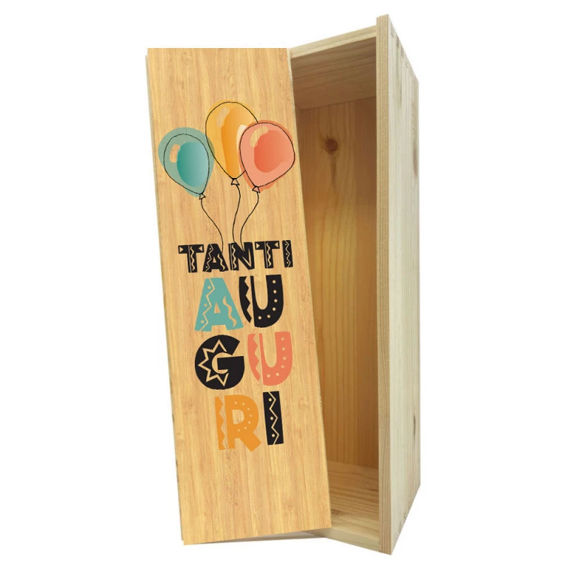 Wooden box 1 bottle 0,75 L - Happy Birthday!