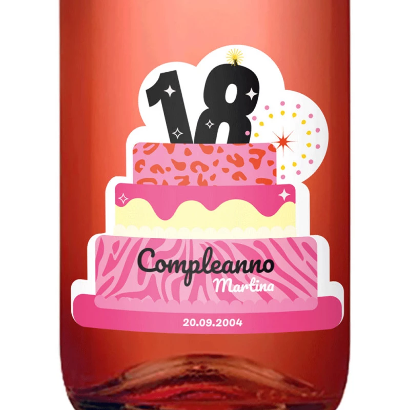 Vino Rosé - Bottiglia personalizzata idea regalo compleanno 18 anni