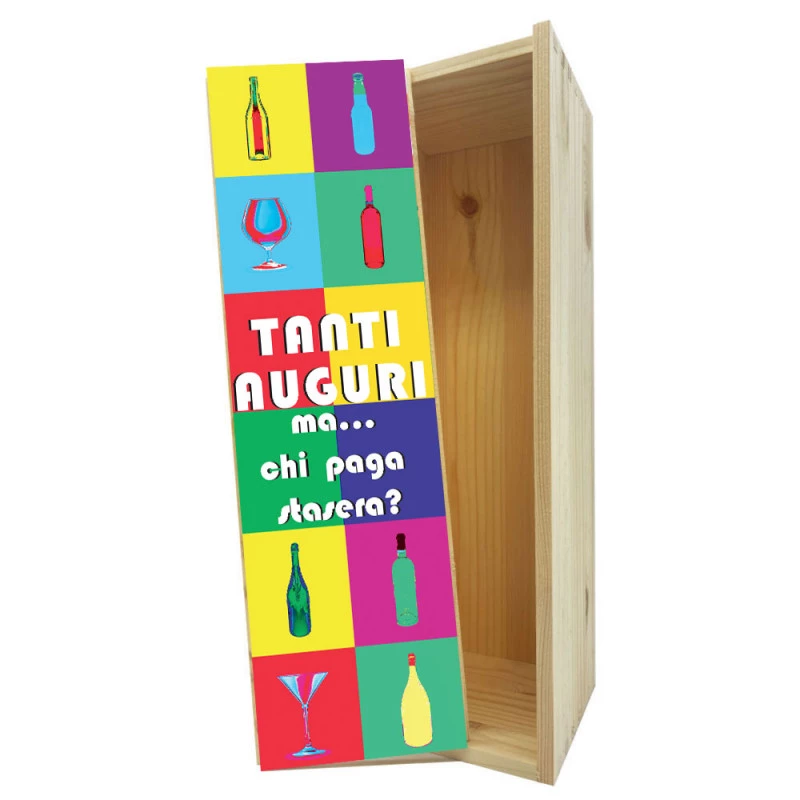 Wooden box 1 MAGNUM bottle 1,5 L - Who will pay tonight?