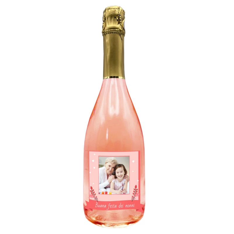 SPUMANTE ANALCOLICO ROSÉ PERSONALIZZATO - Idea regalo per la Festa dei Nonni