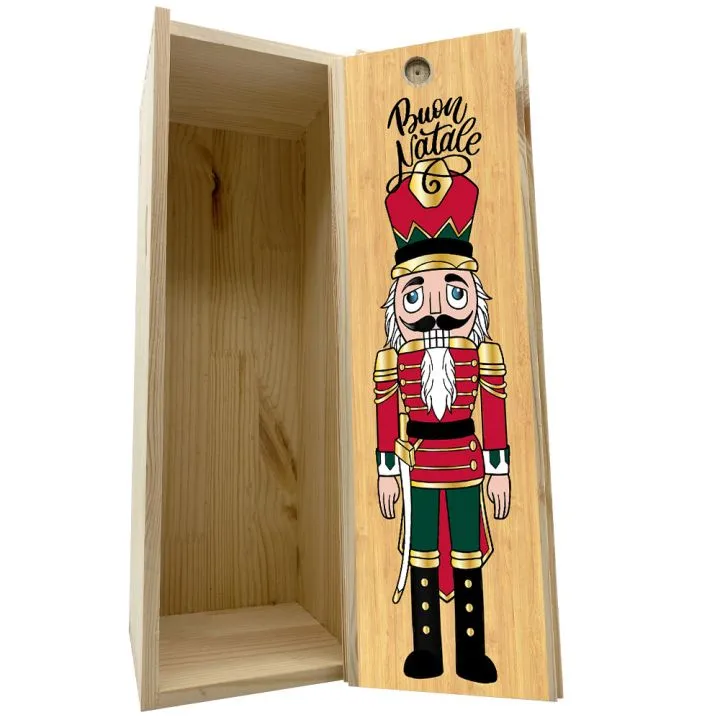Wooden box 1 bottle 0,75 L - Merry Christmas, Nutcracker