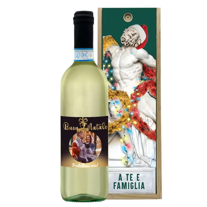 Pinot Grigio - Personalized bottle for Christmas and wooden box