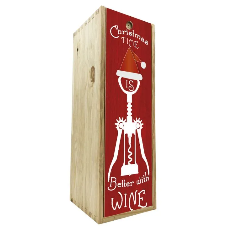 Wooden box 1 bottle 0,75 L - Christmas Time, is Better with Wine