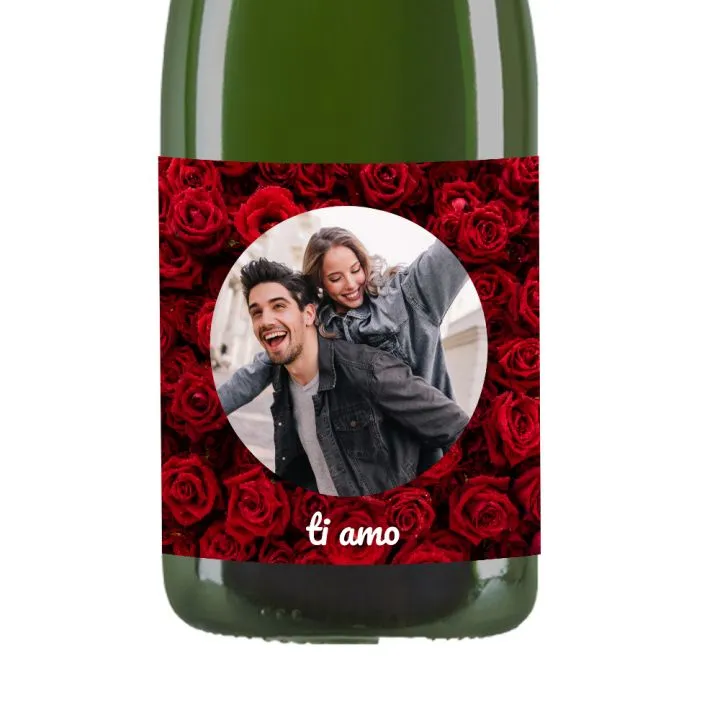 Champagne personalizzato con foto per San Valentino