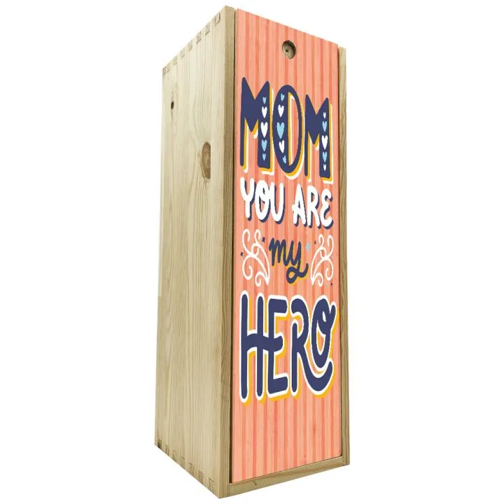 Wooden box 1 bottle 0,75 L - MOM you are my hero
