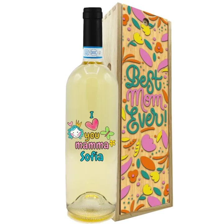 Pinot Grigio - Bottiglia personalizzata e confezione per la festa della mamma
