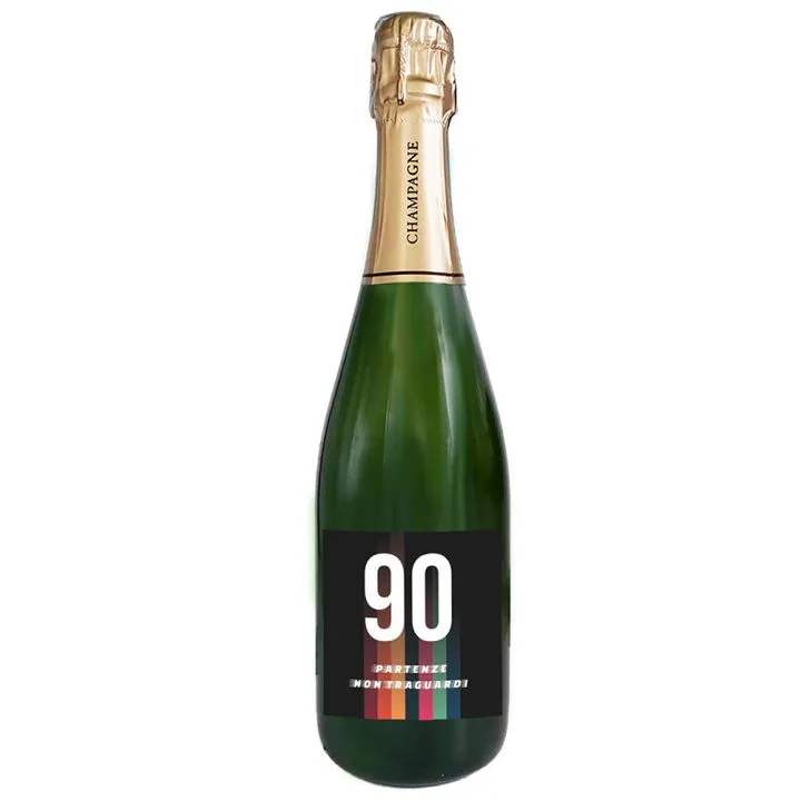 Champagne personalizzato con cassetta in legno idea regalo compleanno 90  anni