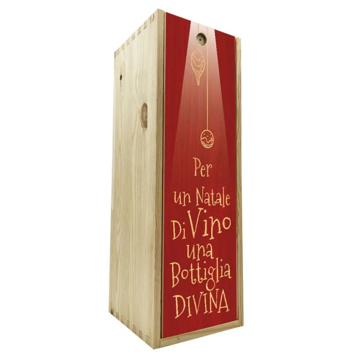 Scatola in legno 1 bottiglia MAGNUM 1,5 L - Natale Di-Vino