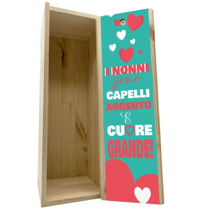 Scatola in legno 1 bottiglia 0,75 L - Nonni Cuore Grande