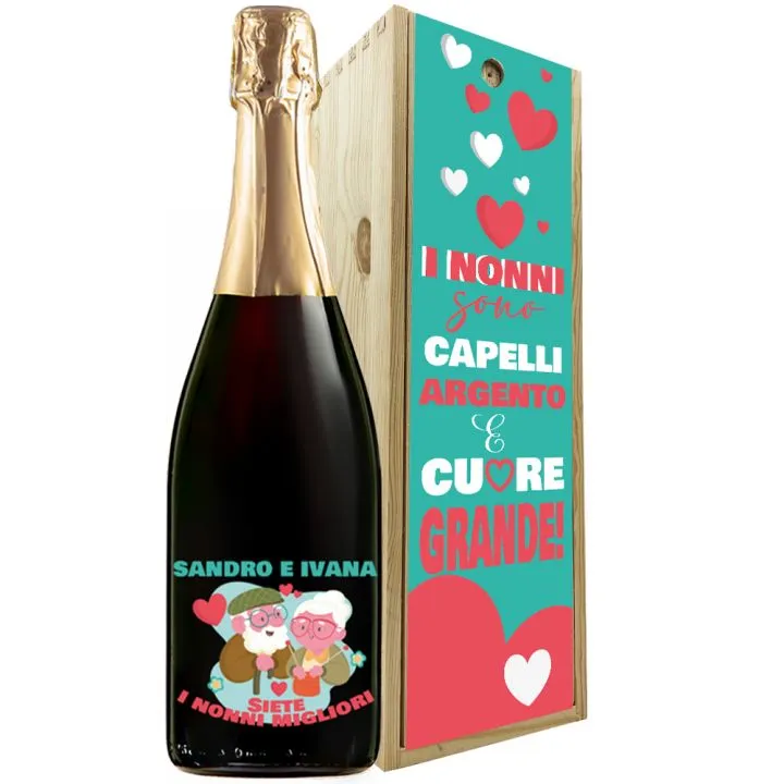 Bottiglia di Amaro personalizzata con cassetta regalo- Idea Regalo Nonna  per Festa dei Nonni