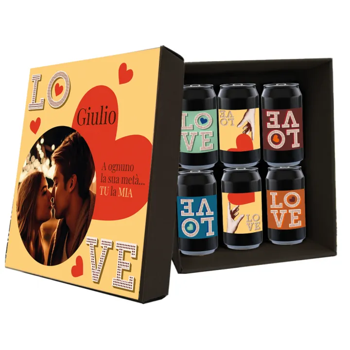 LAGER - 6 cans 0.33L. with personalised box for VALENTINE'S DAY